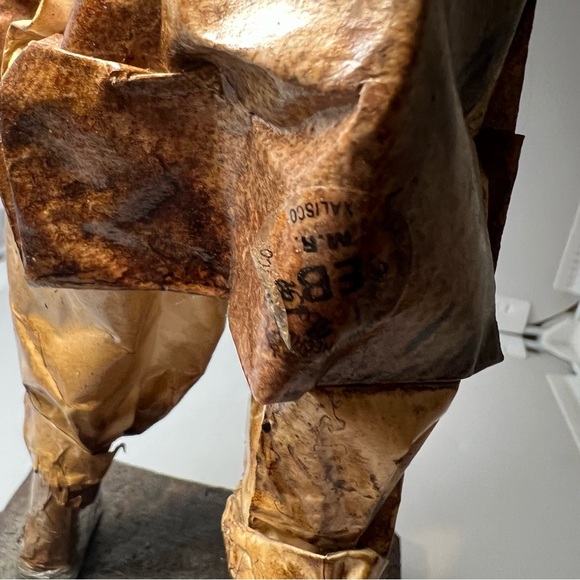 Vintage Mexican Folk Art Paper Mache Figurines Old Man Carrying Wood Logs 13” - Picture 5 of 5